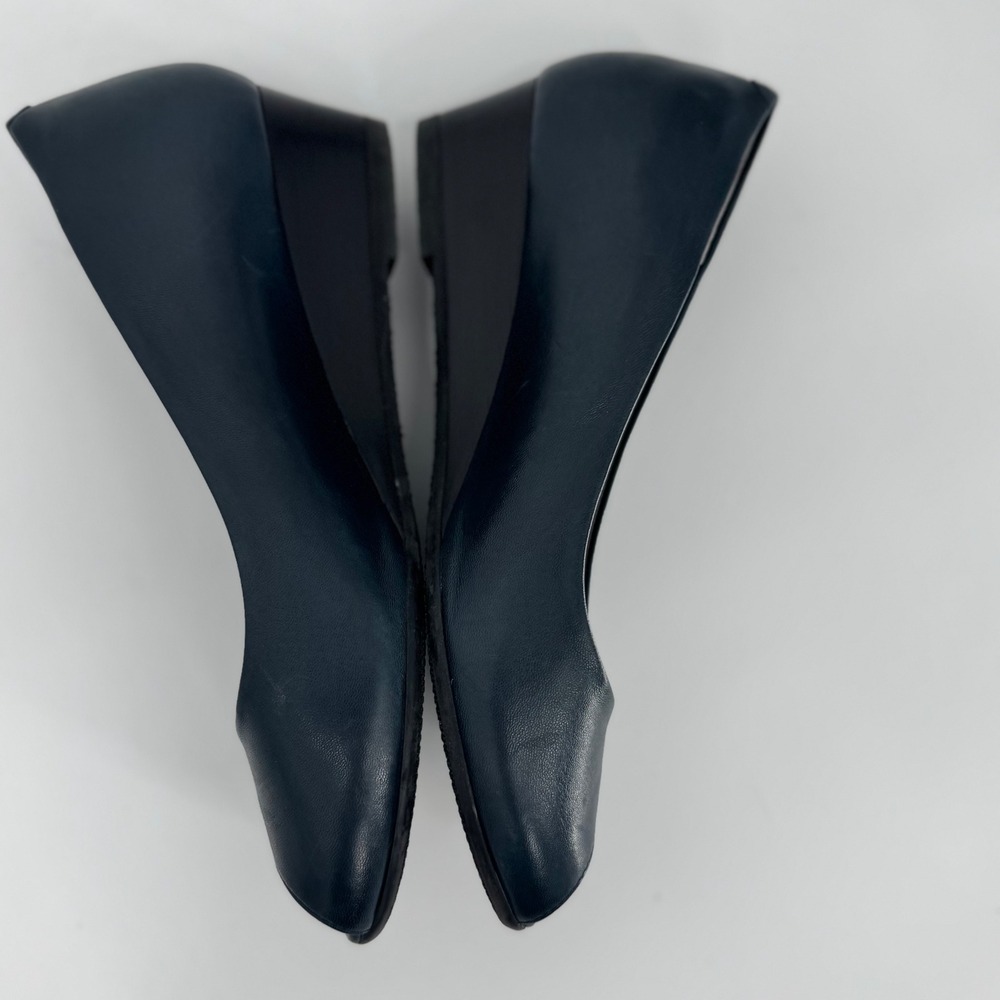 SAS Scarlett Peep Toe‎ Wedge Pump Blue Leather Women's 8 Wide Made in Italy - Picture 9 of 14